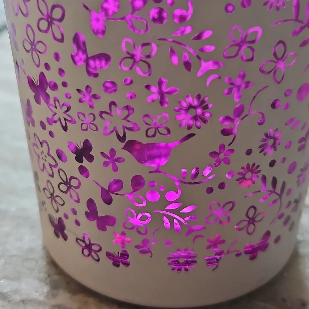 Floral Patterned Multi Use‎ Spring Pencil/pen Holder - Purple And White